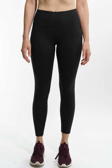 Alexo Women's 7/8 Concealed Carry Leggings in black, front view